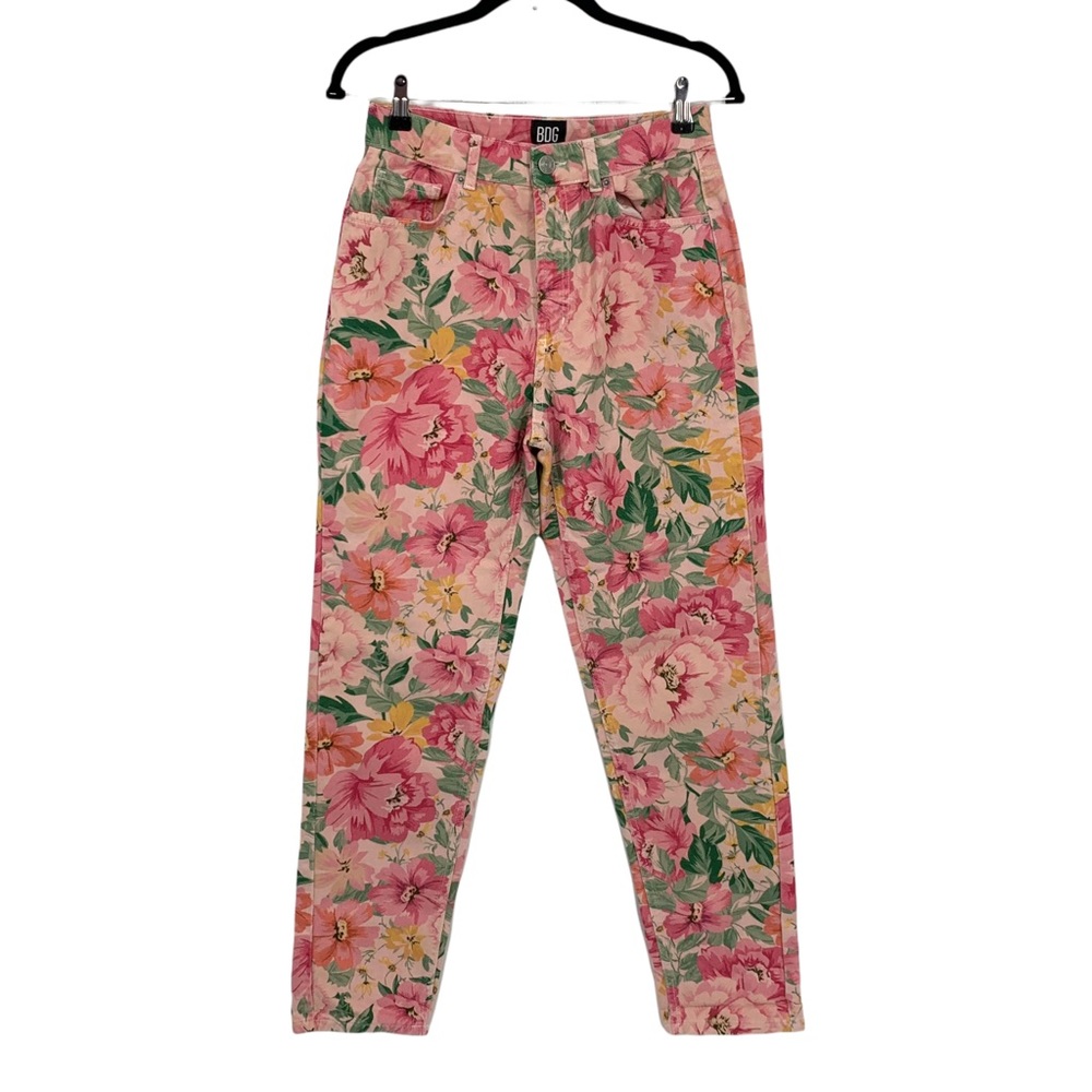 BDG Pink Floral High Waisted Mom Jeans Size 28
